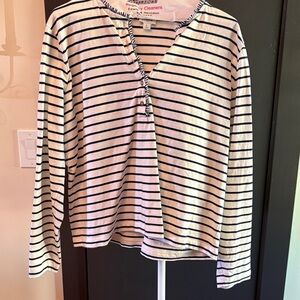 J. Crew Navy and White Striped Long Sleeve Tee Like New